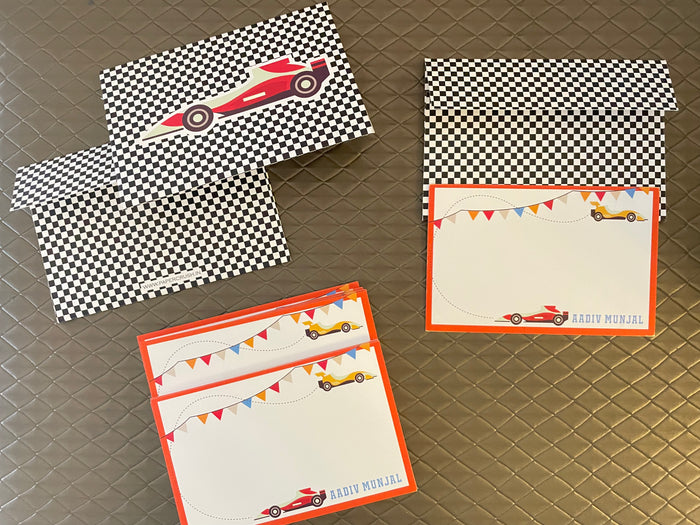 Motor Racing Envelopes Race Car Notecard & Envelopes- Set of 25 – Tot n Tales