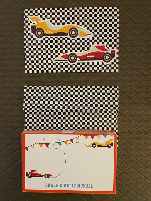 Motor Racing Envelopes Race Car Notecard & Envelopes- Set of 25 – Tot n Tales